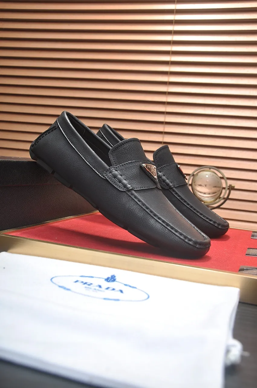 Men's Men's Shoes💰420💶【PRADA】 (High-end Niuli) New 🍀PRADA - Prada Doudou Shoes! Made of imported original cowhide, the inner top layer is comfortable cowhide lining! Original wear-resistant rubber outsole! High quality products! Code number 38-45 (45 customized)